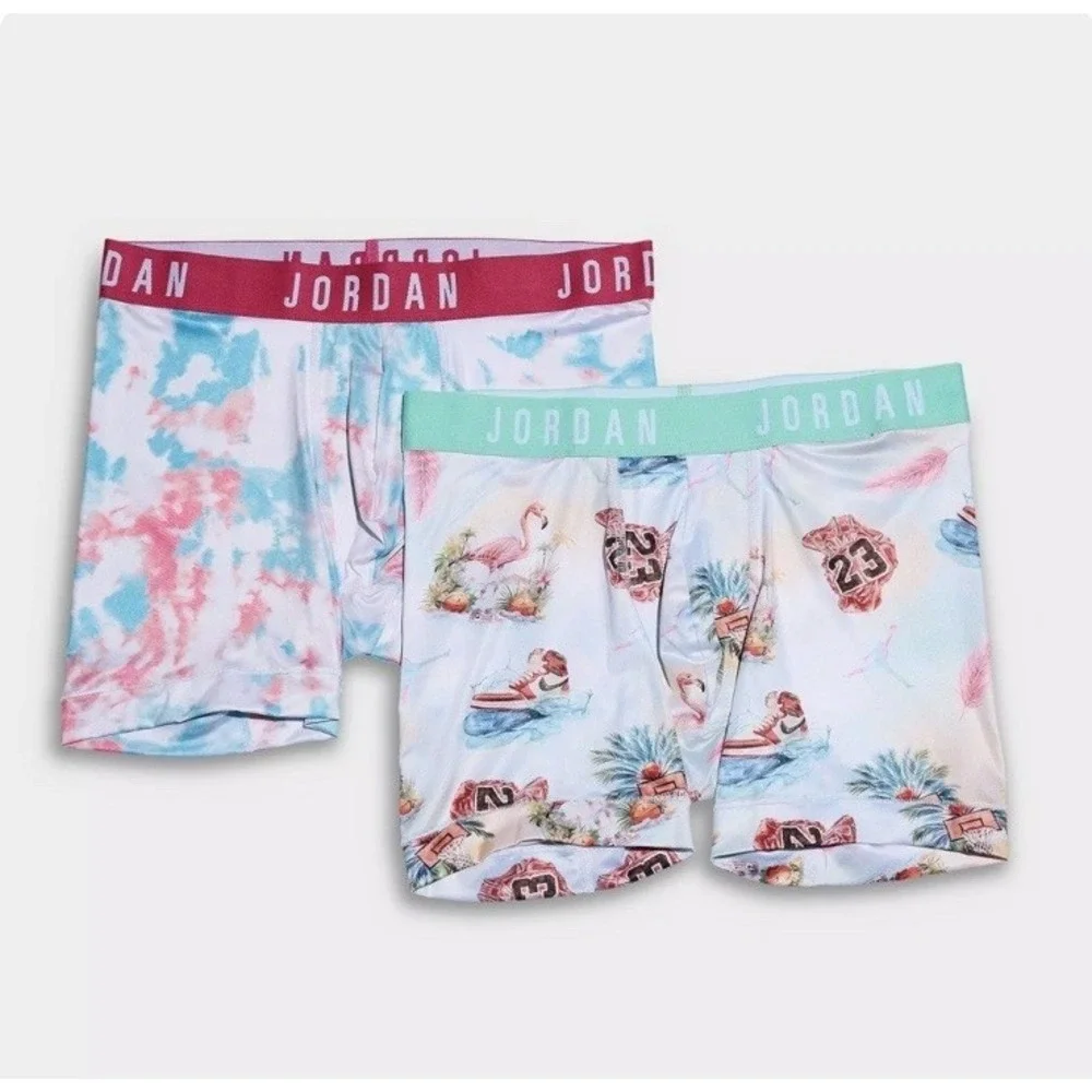 JORDAN Flight Micro Dri-Fit Boxer Briefs 2 Pack Blue Pink Men's Sz L (36-38) NEW